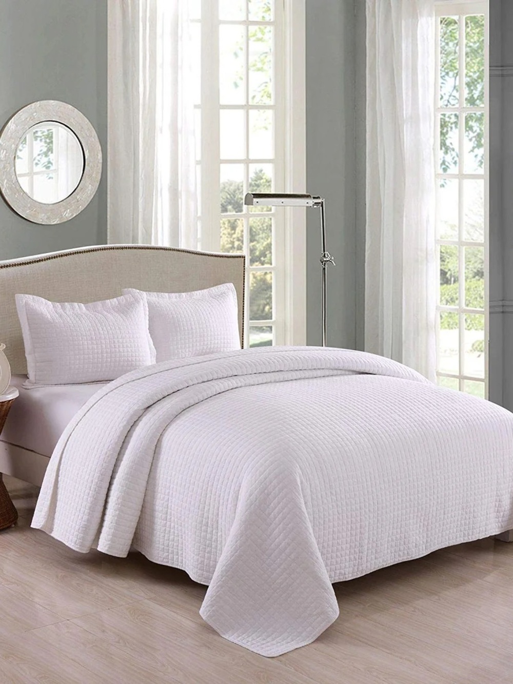3 PIECE 100% COTTON QUILT SET, LIGHTWEIGHT QUILTED BEDSPREAD